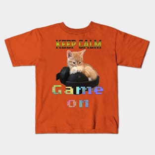 Gamer Cat Keep Calm Game On Kids T-Shirt